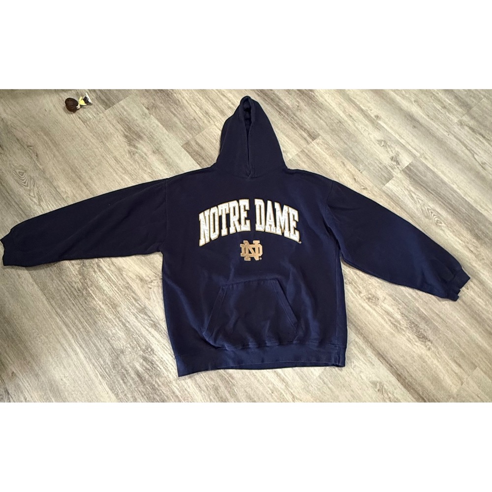 Notre‎ Dame Fighting Irish Navy Blue Hoodie Sweatshirt Size Large